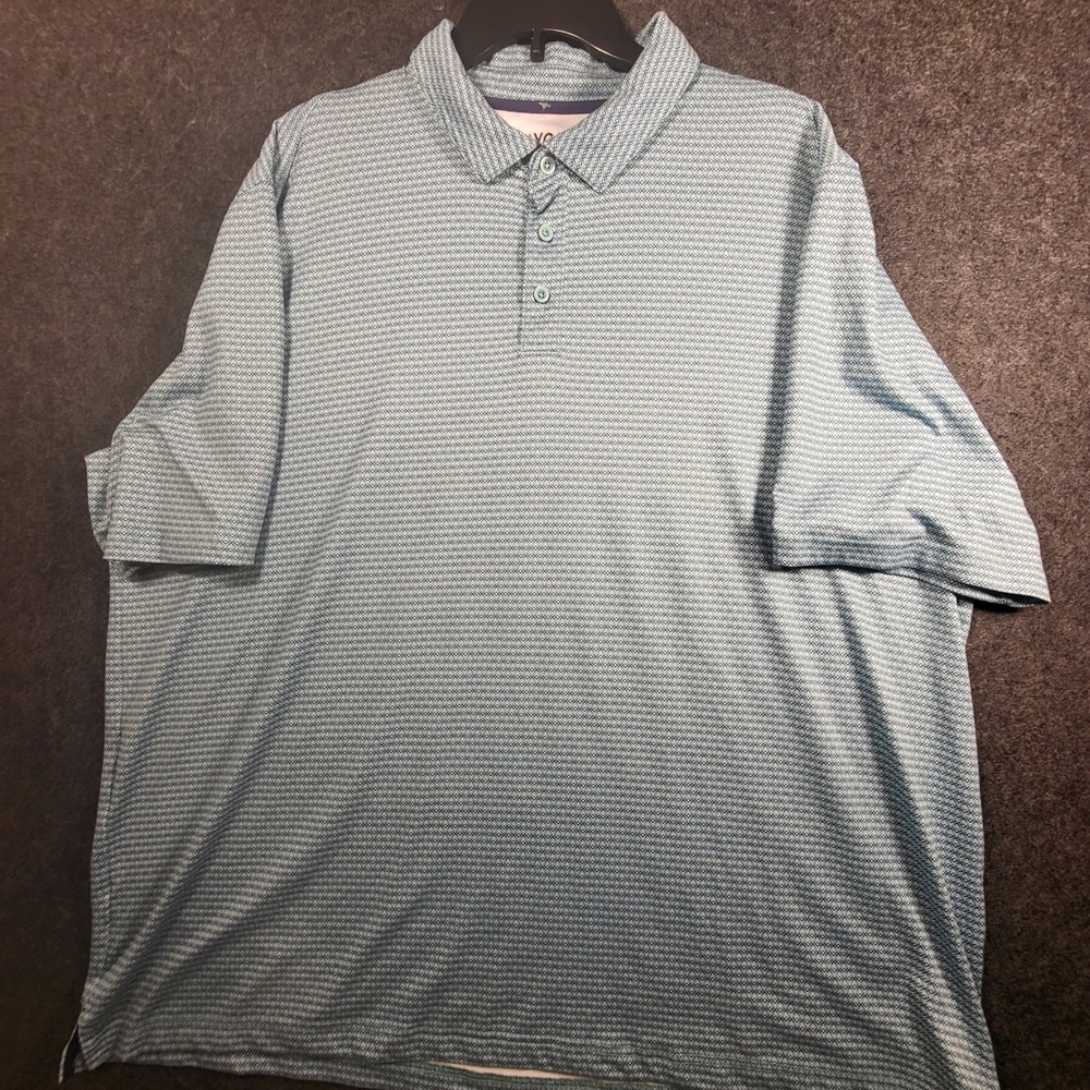 Johnston & Murphy XC4 Polo Shirt Mens XXL Blue Teal Geometric Performance Golf - Picture 2 of 9